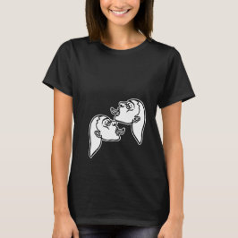 Förföriska Flickor Vit Kontur T Shirt