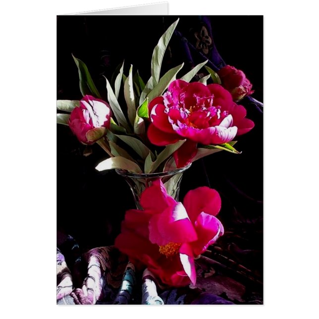 Förföriska röda pioner OBS kort (Framsidan)