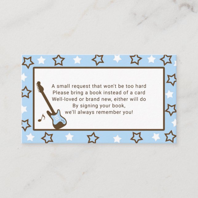 Förfrågan för Rockstar baby showerbok - blått Visitkort (Framsida)