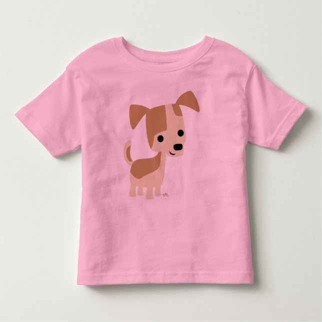 Förfrågande lilla hund småbarn T-shirt (Framsida)