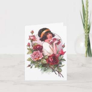 Förfråganen för flickan för klaffblommaro Cards Inbjudan