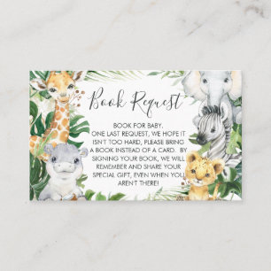 Förfrågningskort för Safari Greenery Baby Shower B Visitkort