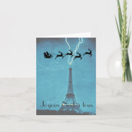 Förgånget Santa flyg det Eiffel torn Helgkort