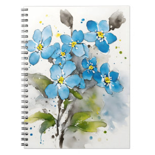 Förgätmigej - Akvarellblommor Anteckningsbok