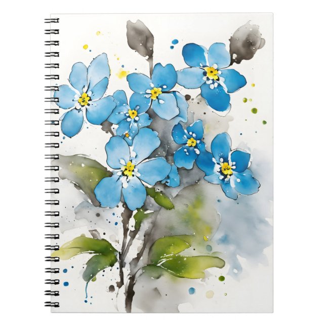 Förgätmigej - Akvarellblommor Anteckningsbok (Framsidan)