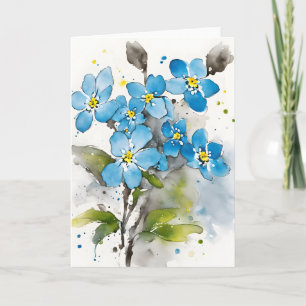 Förgätmigej - Akvarellblommor Kort