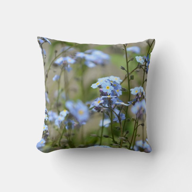 Förgätmigejblåa blommor kudder kudde (Framsida)