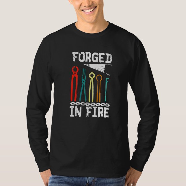 Forge in Fire Farrier Blacksmith Horseshoe Järn Fo T Shirt (Framsida)