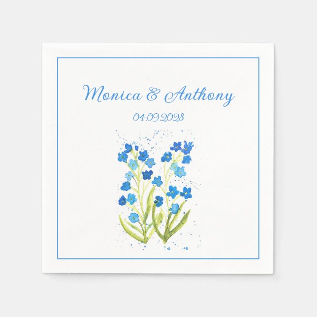 Forget me not Blue Flowers Elegant Wedding Pappersservett (Framsidan)