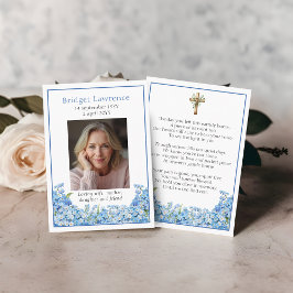 Forget-me-not Flower Memorial Photo Prayer Card Visitkort