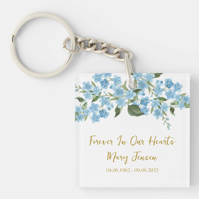 Forget me not Memorial Funeral Photo Keychain (Framsidan)