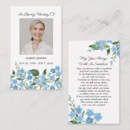 Forget me not Memorial Photo Funeral Prayer Card Visitkort