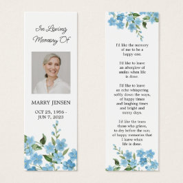 Forget me not Photo Funeral Memorial Bookmark Litet Visitkort