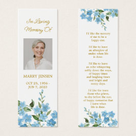 Forget me not Photo Funeral Memorial Bookmark Litet Visitkort