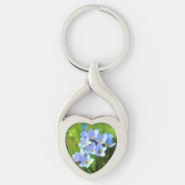 Forget-me-not Twisted Heart Silverfärgad Nyckelring (Framsidan)