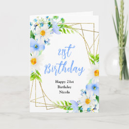 Forget-Me-Nots and Daisies Floral Birthday Kort