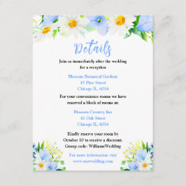 Forget-Me-Nots and Daisies Floral Wedding Details Tilläggskort