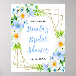 Forget-Me-Nots Daisies Bridal Shower Welcome Poster