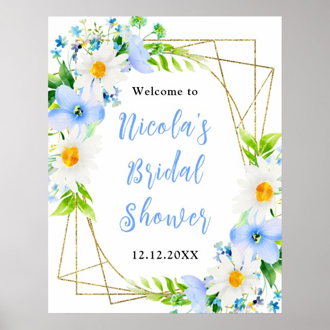 Forget-Me-Nots Daisies Bridal Shower Welcome Poster (Framsidan)