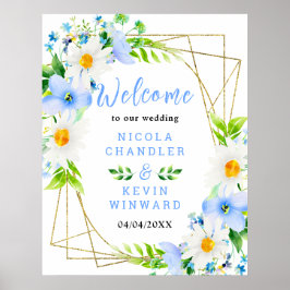 Forget-Me-Nots Daisies Floral Wedding Welcome Sign Poster