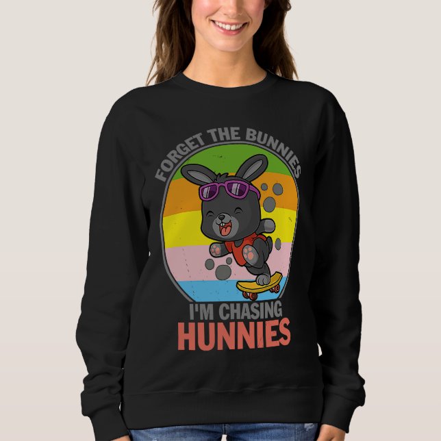 Forget The Bunnies I'm Chasing Hunnies   Easter T Shirt (Framsida)