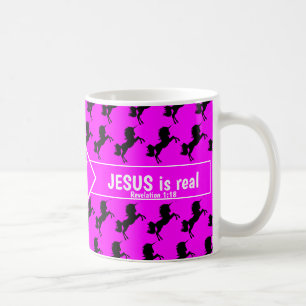 FORGET UNICORNS JESUS ÄR REAL Christian Monogram P Kaffemugg