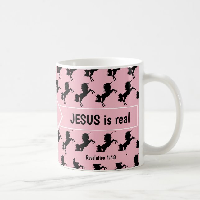 FORGET UNICORNS JESUS ÄR REAL Monogram Christian P Kaffemugg (Höger)