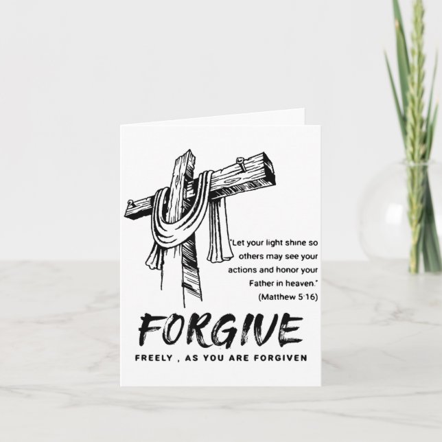 Forgive Cross Christian Faith Tee  Kort (Framsida)