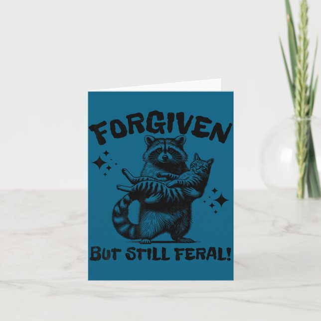 Forgiven But Still Feral Raccoon Scripture Design Kort (Framsida)