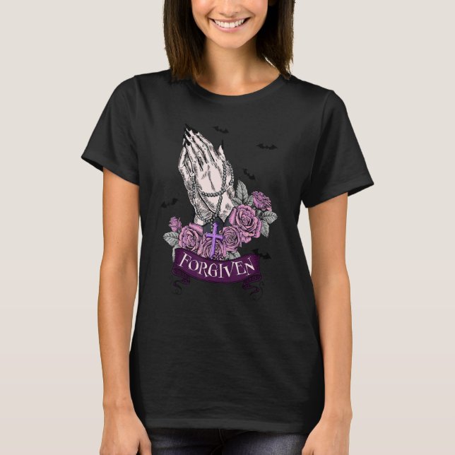 Forgiven Christian Inspirational Halloween Costume T Shirt (Framsida)