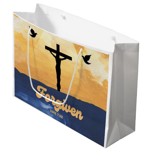 "Förgiven" Luke 7:48 Glossy Gift Bag (Framsidan Vinklad)
