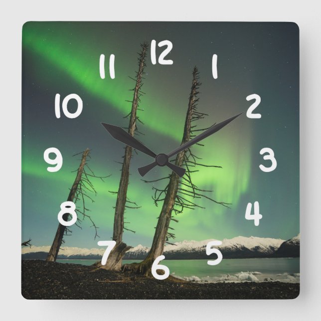 Förglömd Spruce-Aurora Fyrkantig Klocka (Framsida)