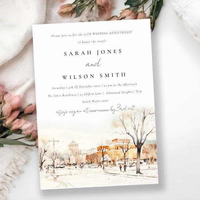 Forgo North Dakota City Scape Bröllop-årsdag Inbjudningar (Skapare uppladdad)