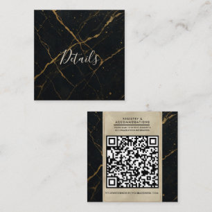 Förgyld Midnight Marble Svart & Guld Bröllop  Fyrkantigt Visitkort