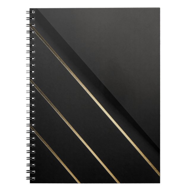 Förgylld anpassning — minimalistisk svart & guld anteckningsbok (Framsidan)