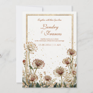 Förgylld Astrantia Botanisk Kräm Bröllop Inbjudningar