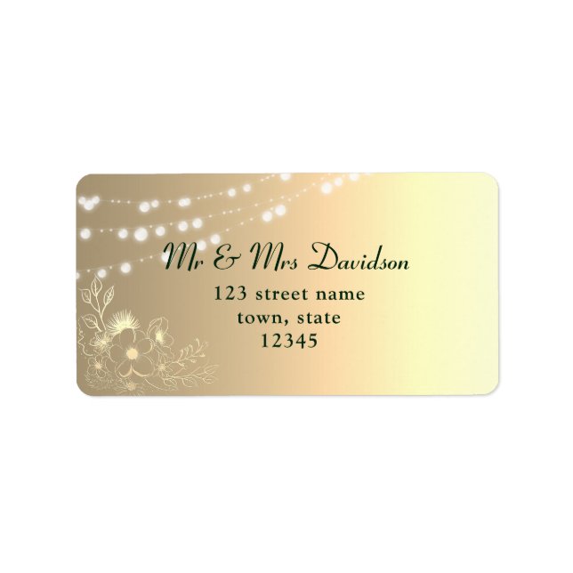 Förgylld Blommig Guld Returadressetikett Adressetikett (Framsidan)