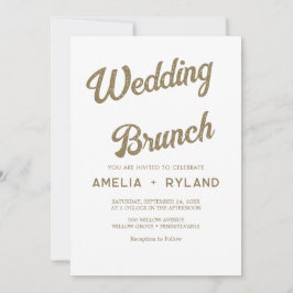 Förgylld Blommig | Kräm & Guld Bröllopsbrunch Inbjudningar