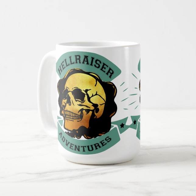Förgylld Dödskalle Hellraiser-Äventyr Kaffemugg (Framsida vänster)