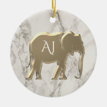 Förgylld Elefant Marmor Monogram