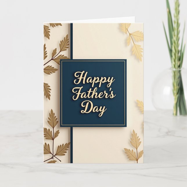 Förgylld Fathers Day Script Card Kort (Framsida)