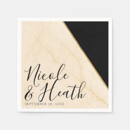 Förgylld geometri Lyxvit & Guldmarmor Bröllop  Pappersservett