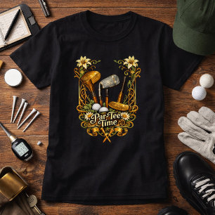 Förgylld Golf Par-Tee Tid T Shirt