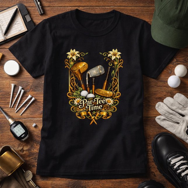 Förgylld Golf Par-Tee Tid T Shirt (Skapare uppladdad)