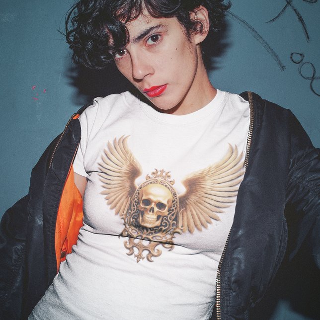 Förgylld gotisk dödskalle sigill för uppstigning t shirt (Skapare uppladdad)