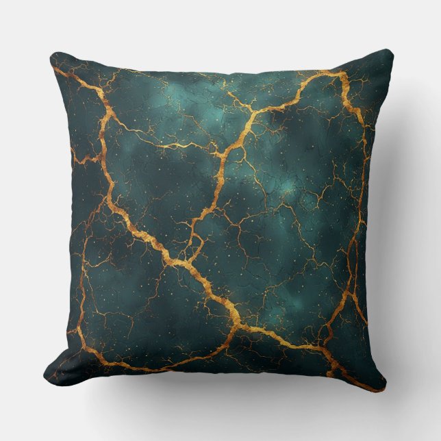Förgylld Kintsugi Abstrakt Lyx Motståndsförmåga De Kudde (Framsida)