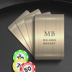 Förgylld Metallisk Personlig Svart Monogram Casinokort