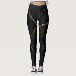 Förgylld Midnight Marble Svart & Guld Leggings
