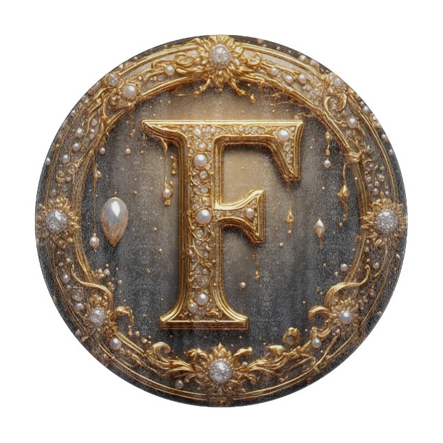 Förgylld monogram initialbokstav F (Framsidan)