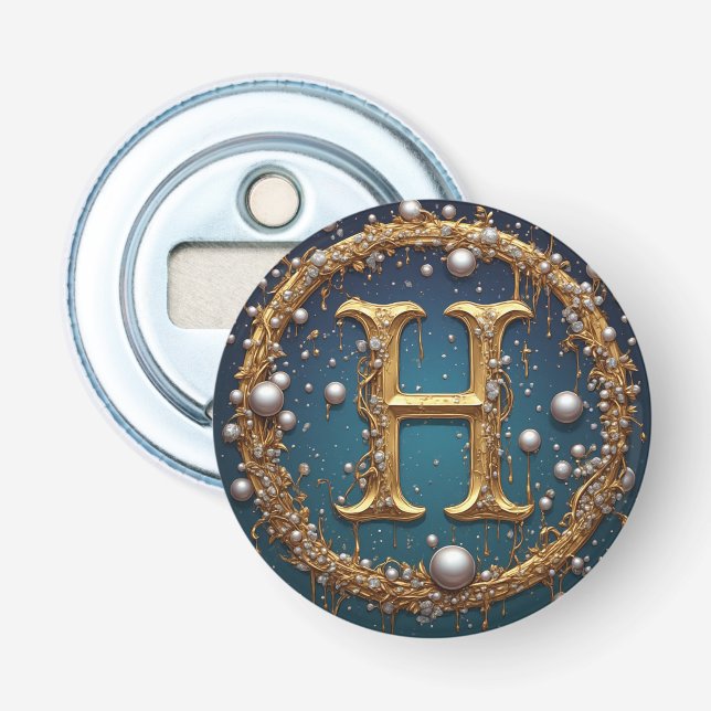 Förgylld monogram initialbokstav H Flasköppnare (Framsidan)